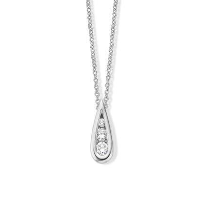 Witgouden ketting druppel briljant hanger 061618A