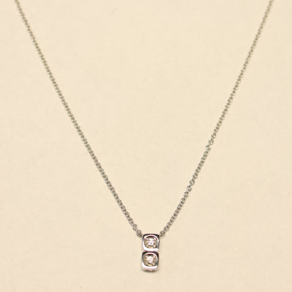 Witgouden ketting dubbele kubus briljant hanger 059261A