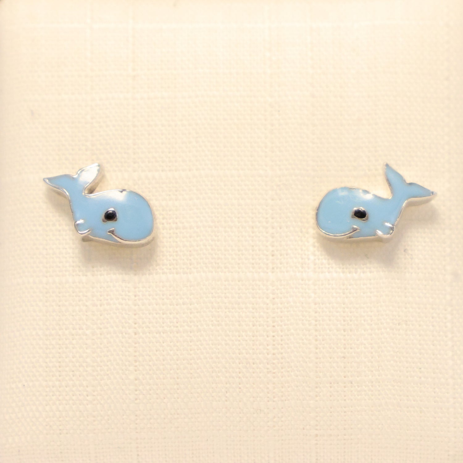 Zilveren Kids blauwe walvis Oorbellen