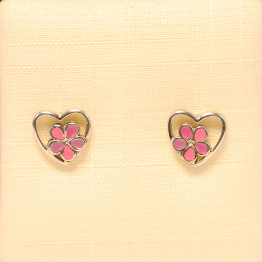 Zilveren Kids hartjes Oorbellen 661174