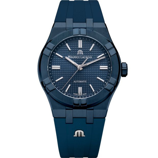 Maurice Lacroix AIKON Limited edition 39mm AI6007-PVC00-430-4 blauwe rubberen band blauwe kast en blauwe wijzerplaat