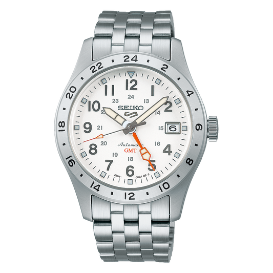 Seiko horloge heren 5 Sports GMT SSK059K1 white dial Arabische cijfers