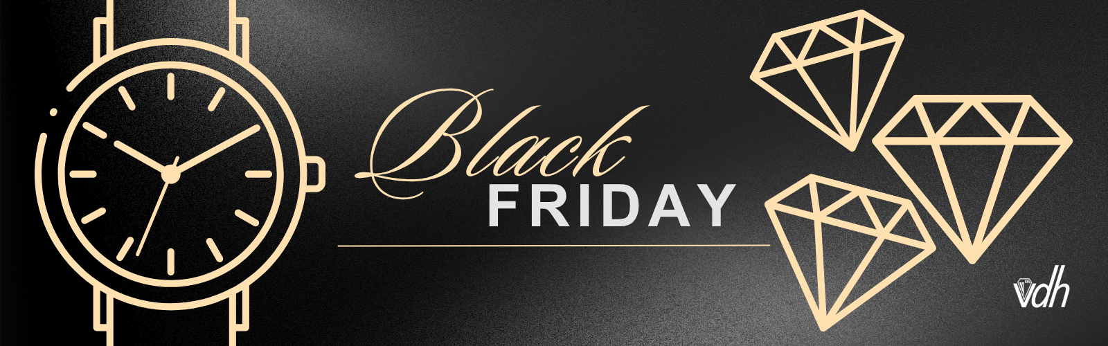 Banner voor de black friday horloges en juwelen actie van juwelier van de heyning