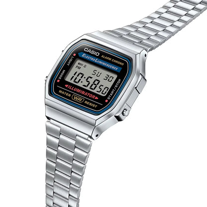 Casio horloge mannen A168WA-1YES vintage zilver black dial