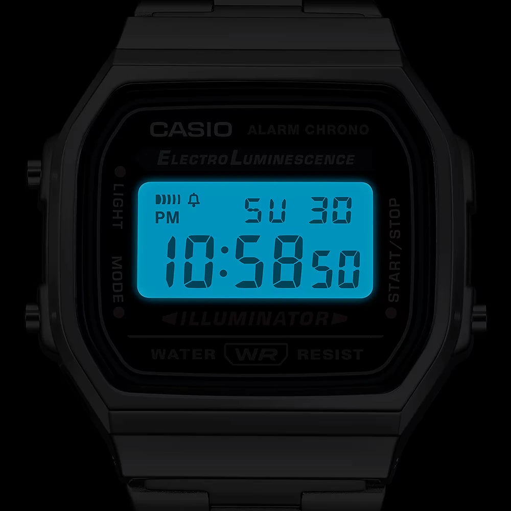 Casio horloge mannen A168WA-1YES vintage zilver black dial