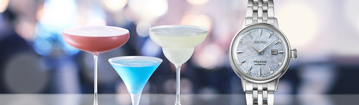 seiko presage dameshorloge met licht blauwe wijzerplaat uit de cocktail collectie