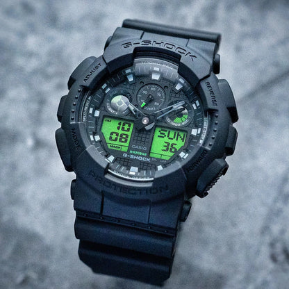 Casio G-shock horloge GA-100BEG-1AER zwart electro groen