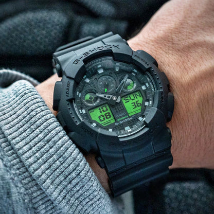 Casio G-shock horloge GA-100BEG-1AER zwart electro groen