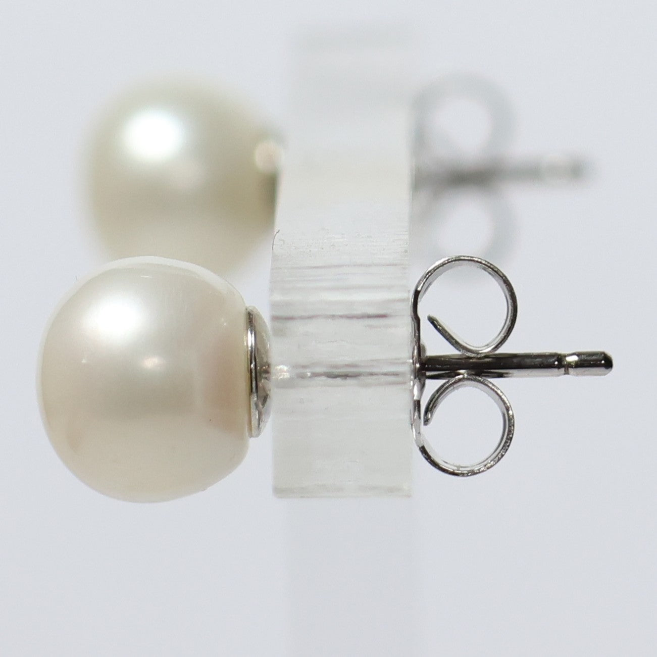 Parel oorbellen zilver witte biwa parel 7mm