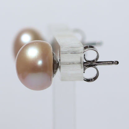 Parel oorbellen zilver roze biwa parel 8mm