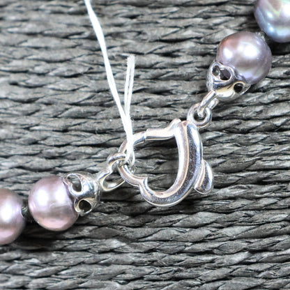 Parelketting 48cm 18 karaat wit gouden hartje slot 8mm zoetwaterparel