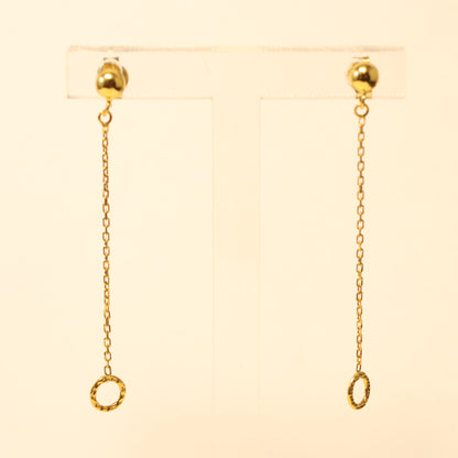 18KT gouden cirkel hangoorbellen 060841