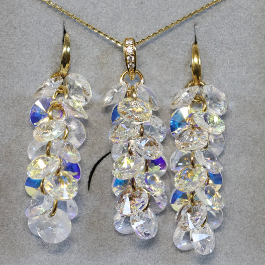 Spark 18karaat vergulde zilveren Hangoorbellen met Swarovski kristallen KWDG6428CAB