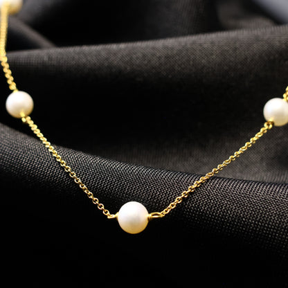 18KT geel gouden ketting met parel 058166P