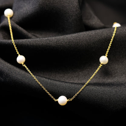 18KT geel gouden ketting met parel 058166P