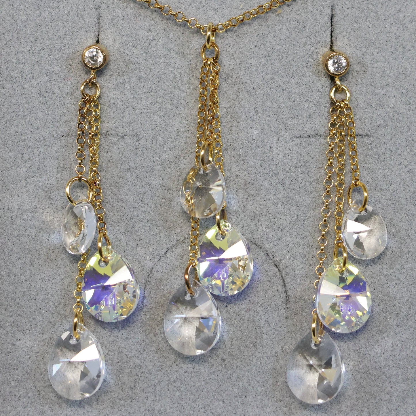 Spark 18karaat vergulde Zilveren hangoorbellen met Swarovski kristallen KCGROLO61283CAB