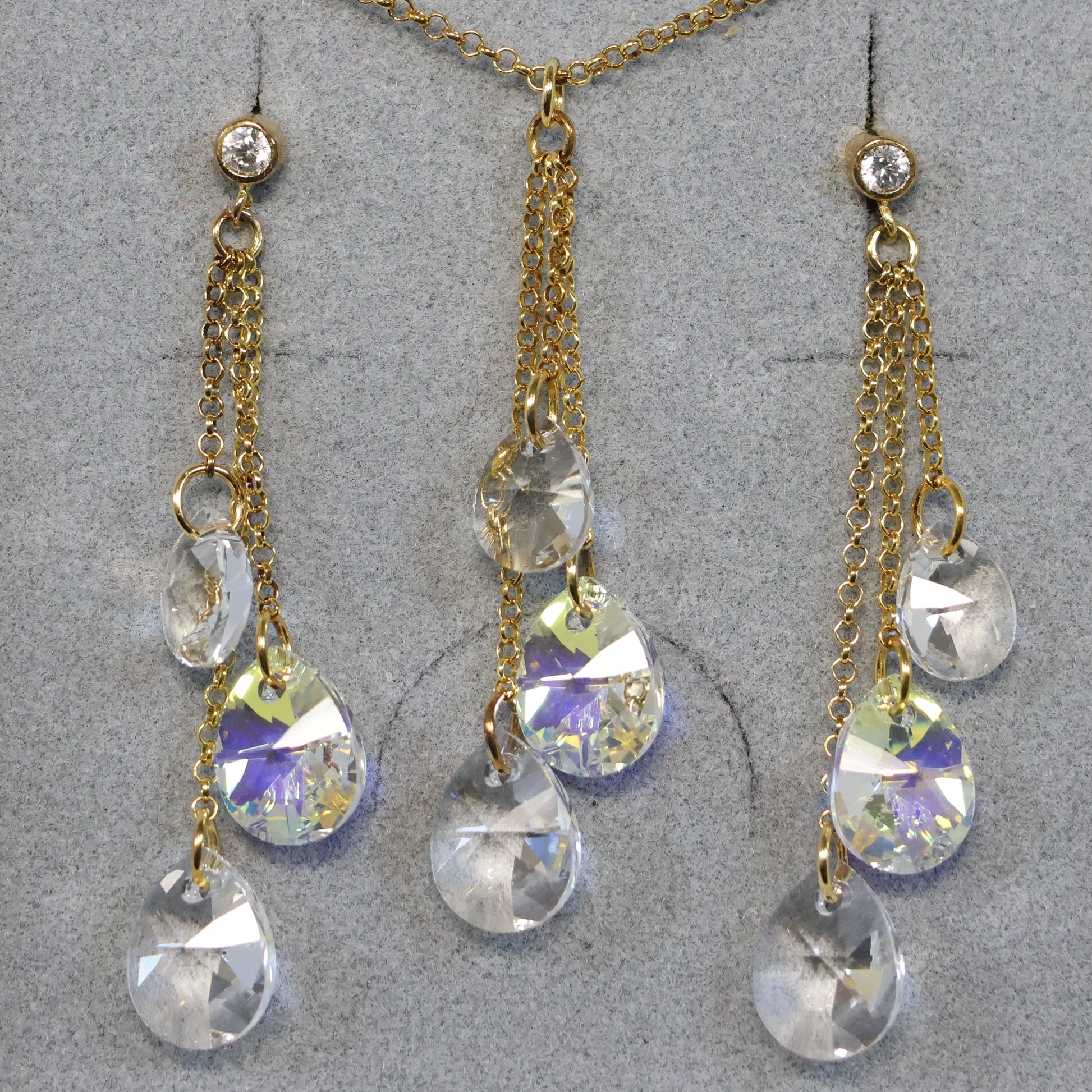 Spark 18karaat vergulde Zilveren hangoorbellen met Swarovski kristallen KCGROLO61283CAB