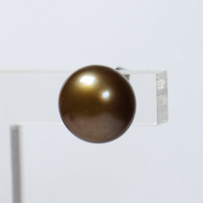 Parel oorbellen bronzen biwa parel 10mm
