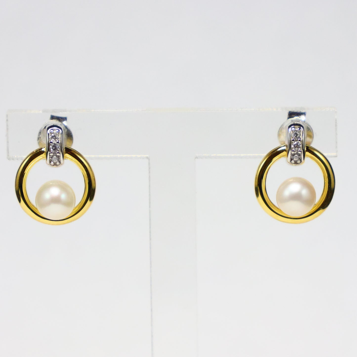 Naiomy Silver bicolor zilveren Oorbellen met parel N5P68