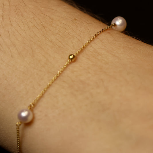 18KT geel gouden armband met parel 061123P