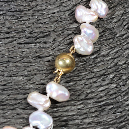 Collier de perles 43cm fermoir boule or 18 carats perle d'eau douce 7mm