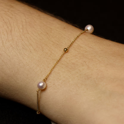 18KT geel gouden armband met parel 061123P