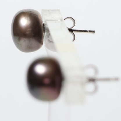 Parel oorbellen grijze biwa parel 7mm