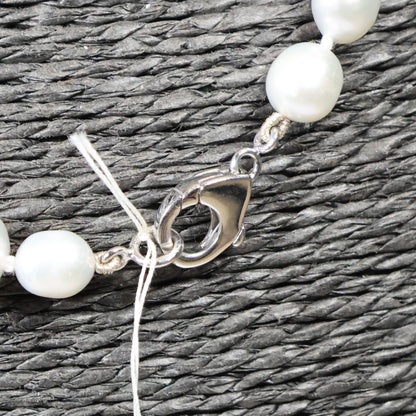 Parelketting 47cm 18 karaat wit gouden slot 9mm zoetwaterparel
