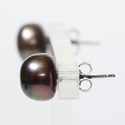 Parel oorbellen grijze biwa parel 10mm