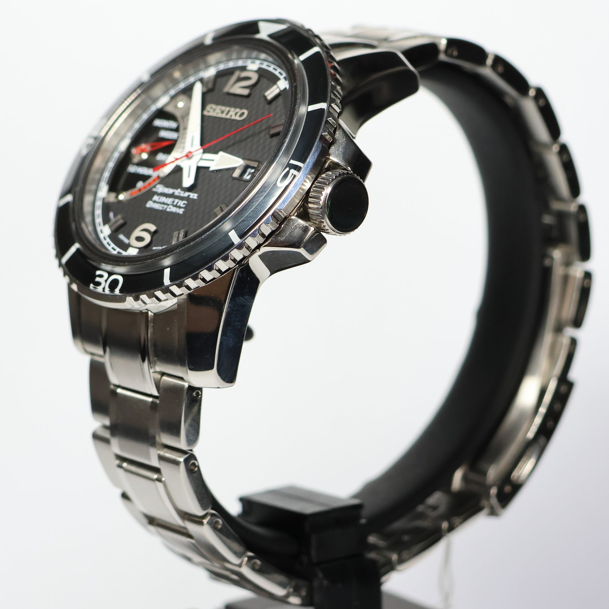 Seiko herenhorloge SRG019P1 kinetic black dial