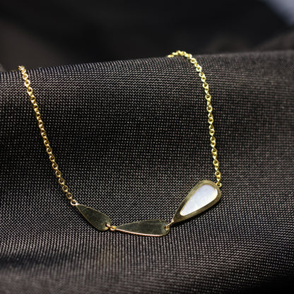18KT geel gouden ketting met tussenstuk met parelmoer 066576/N
