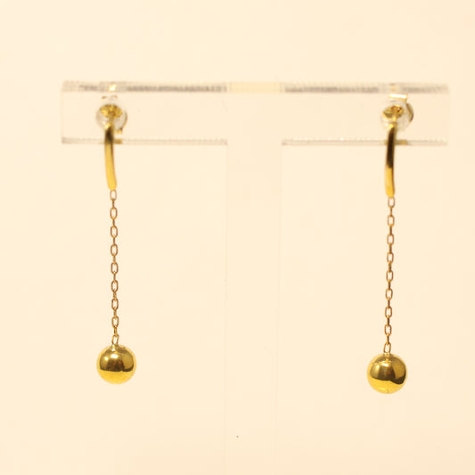 18KT gouden balletjes hangoorbellen 060259