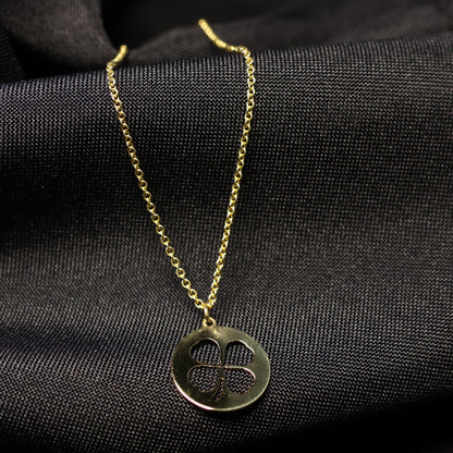18KT gouden ketting met klavertje vier hanger 067082/42