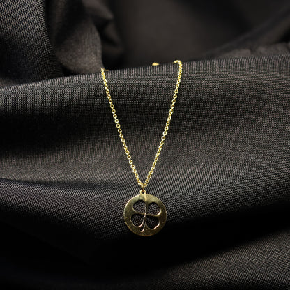 18KT gouden ketting met klavertje vier hanger 067082/42
