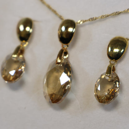 Spark 18karaat vergulde Zilveren hangoorbellen met Swarovski kristallen KG643811GS