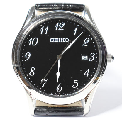 Seiko herenhorloge SUR305P1 leren band black dial Arabische cijfers