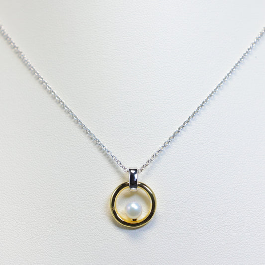 Naiomy zilveren ketting met bicolor parel hanger N5P67