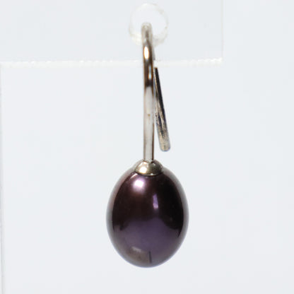 Parel oorbellen zilver paars
