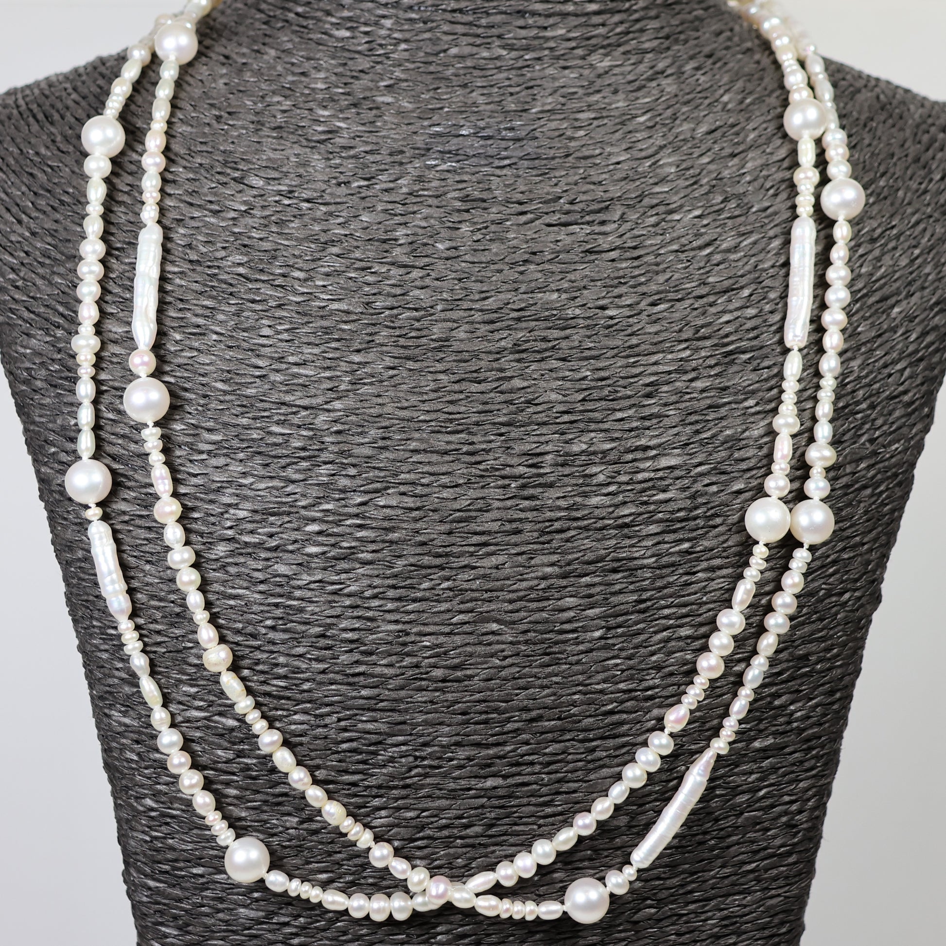 Parelketting 115cm diverse zoetwaterparel zilveren slot