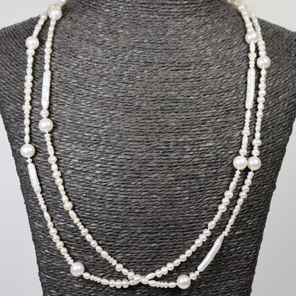 Parelketting 115cm diverse zoetwaterparel zilveren slot