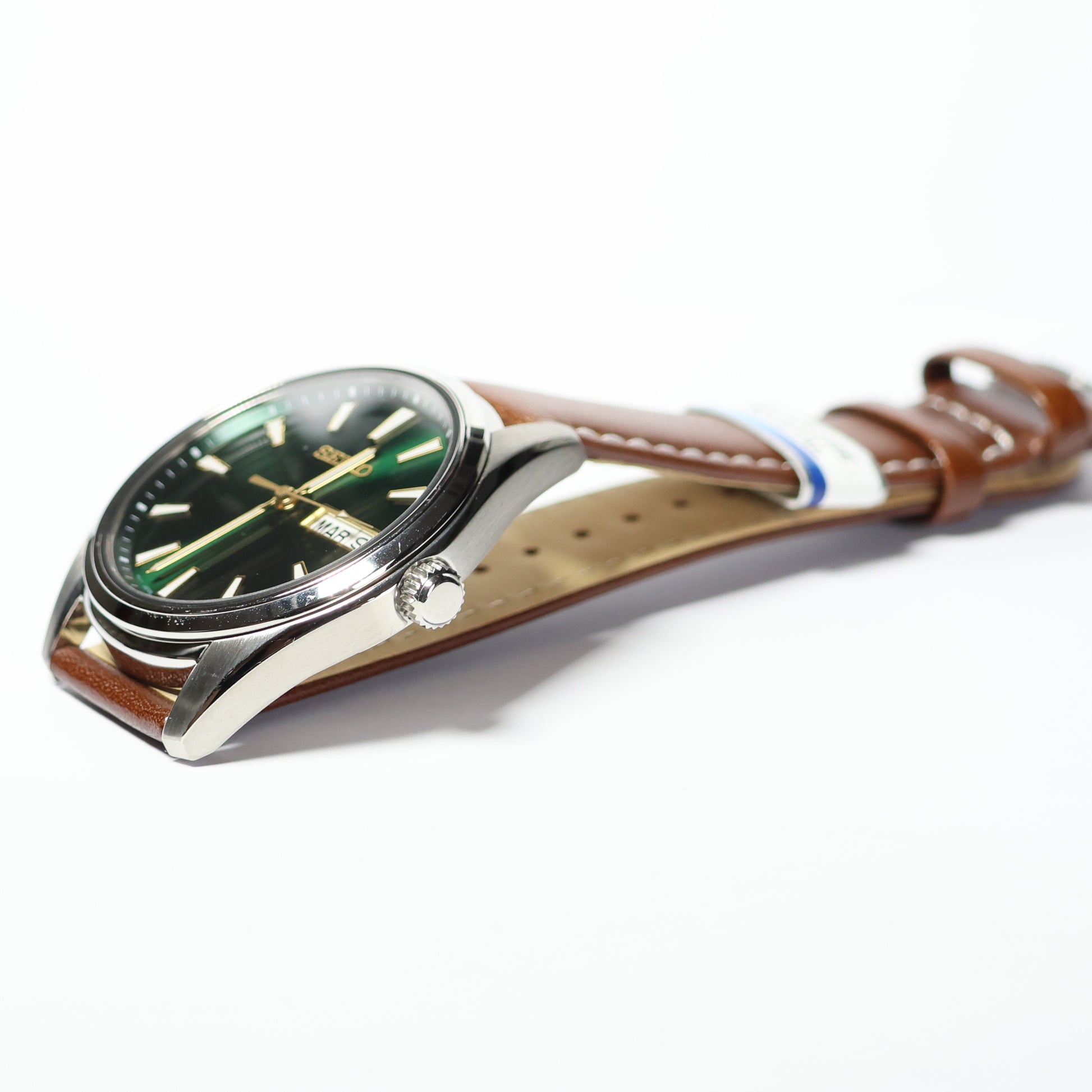 Seiko herenhorloge SUR449P1 leren band green dial