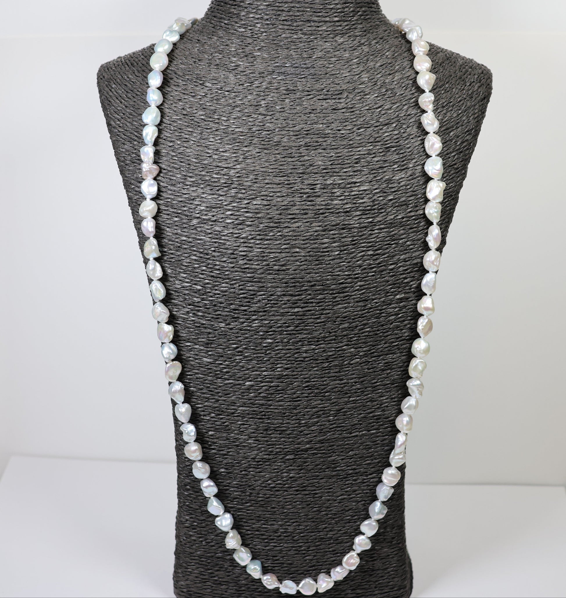 Parelketting 82cm 9mm zoetwaterparels zilveren magneetslot 