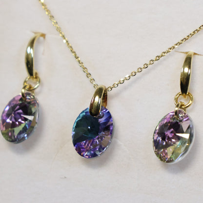 Spark 18kt vergulde Zilveren Hangoorbellen met Swarovski kristal KWG602812VL