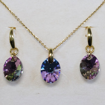 Spark 18kt vergulde Zilveren Hangoorbellen met Swarovski kristal KWG602812VL