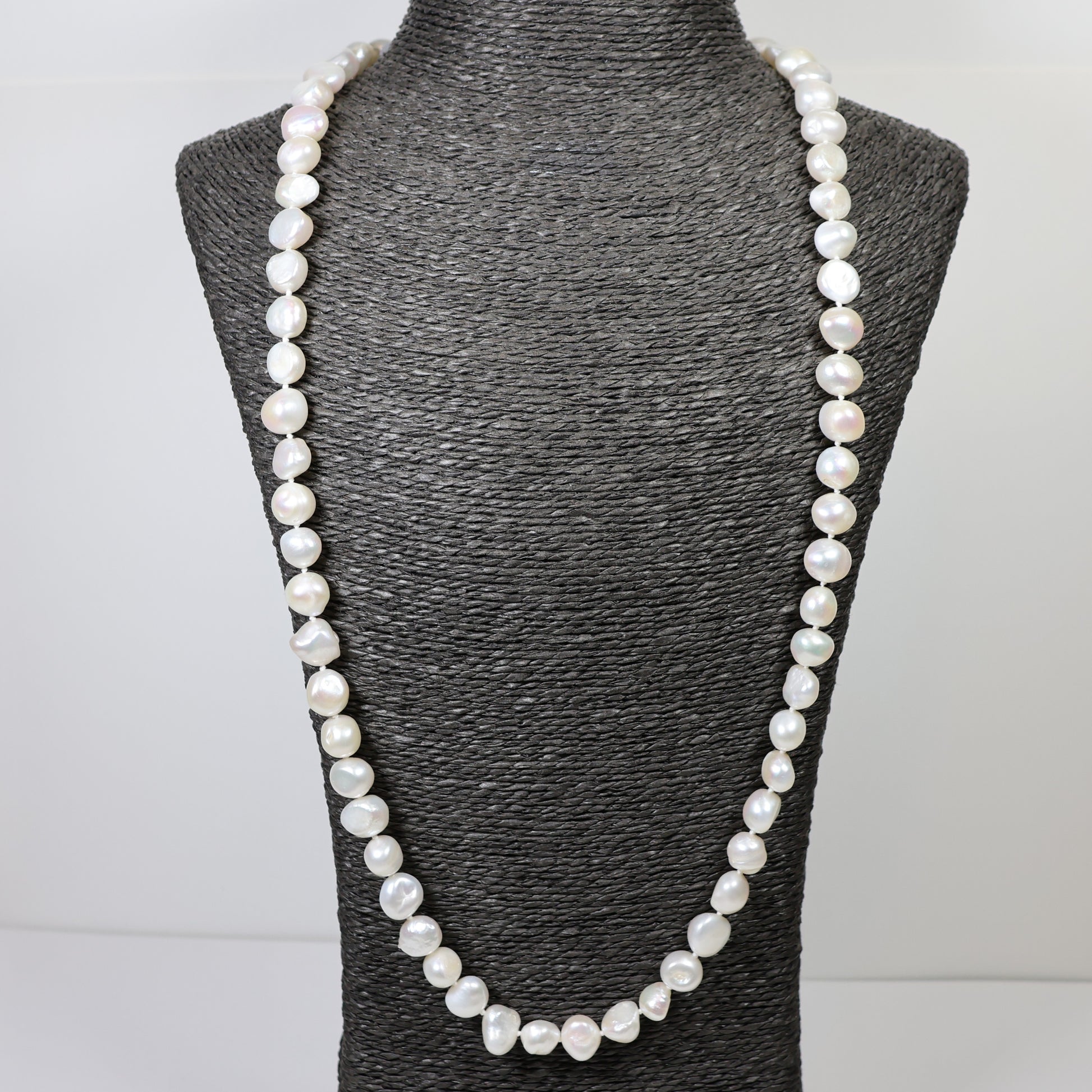 Parelketting 73cm 10mm zoetwaterparel zilveren slot 