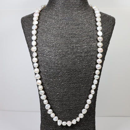 Parelketting 73cm 10mm zoetwaterparel zilveren slot 