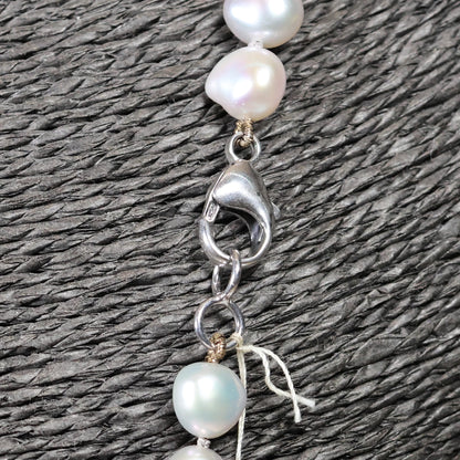Parelketting 61cm baroque 8mm zoetwater parels zilveren slot 