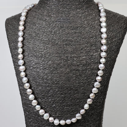 Parelketting 61cm baroque 8mm zoetwater parels zilveren slot 