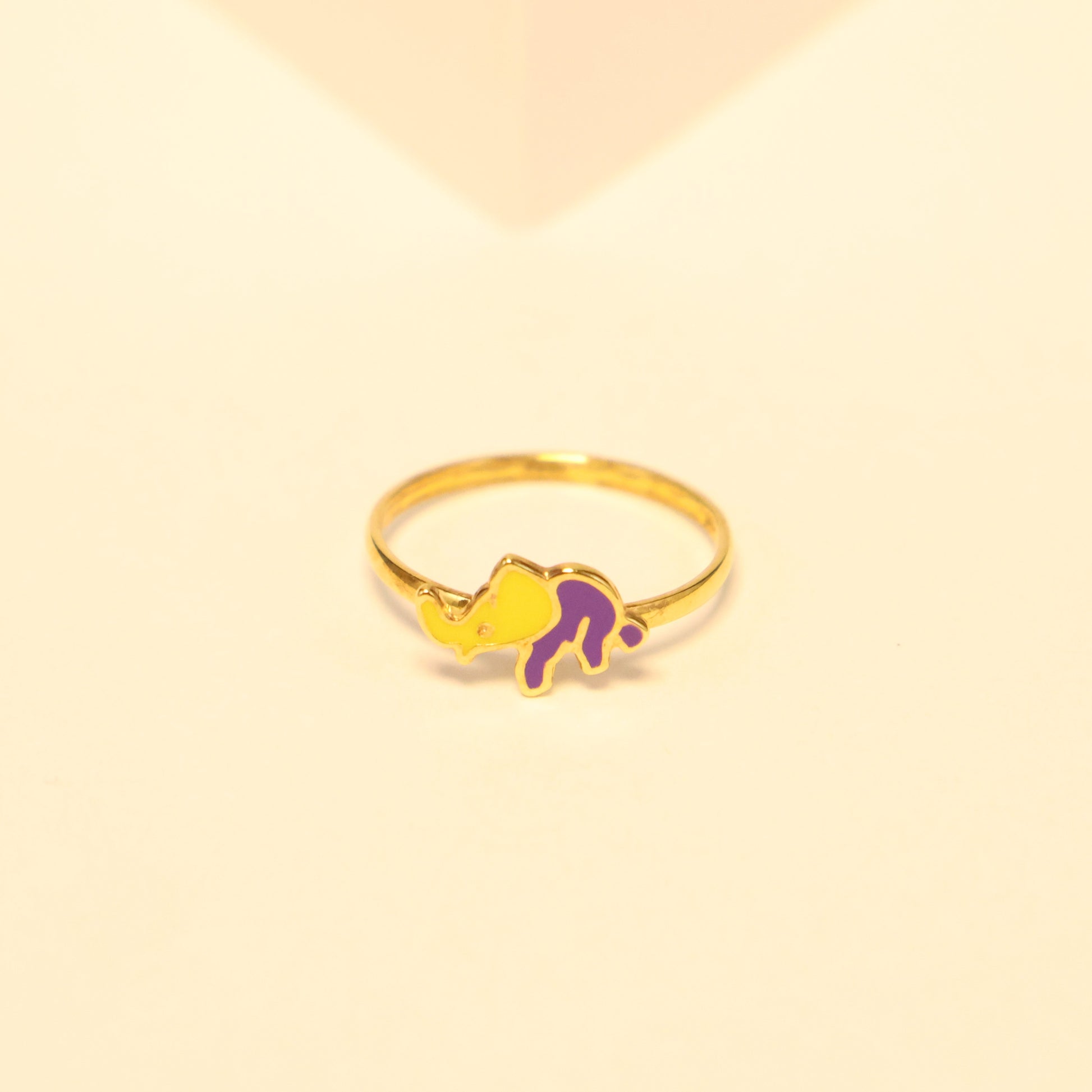 9 karaat Kids geel/paarse olifant ring