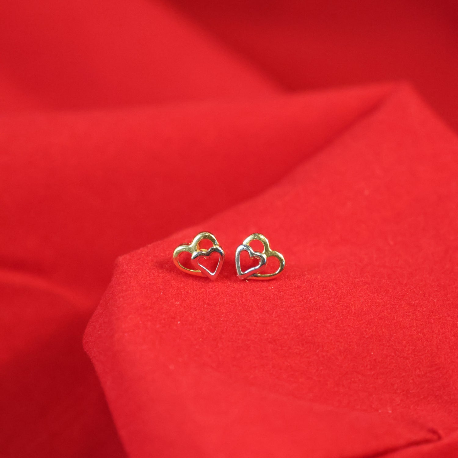 18KT geel en wit gouden hartvormige oorbellen 051530